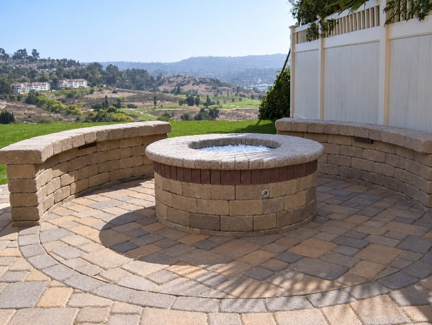 Firepit and seating wall