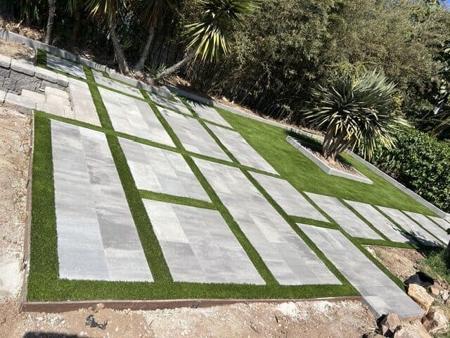 Overhead of slabs and turf joints in Pacific Beach